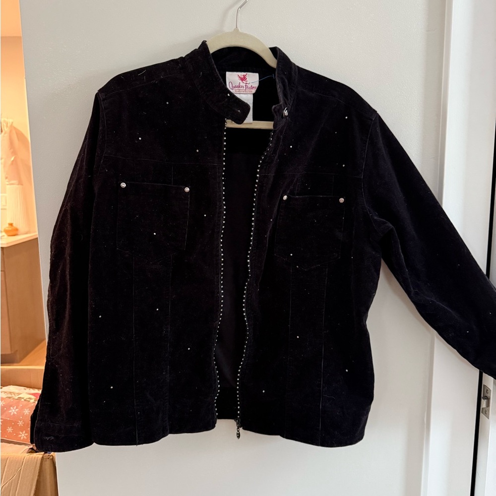 Quacker Factory Black Bomber Jacket